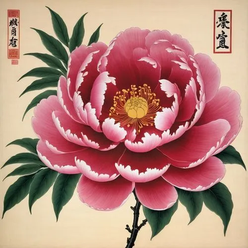 common peony,peony,lotus blossom,lotus flowers,peony pink,golden lotus flowers,Illustration,Paper based,Paper Based 21