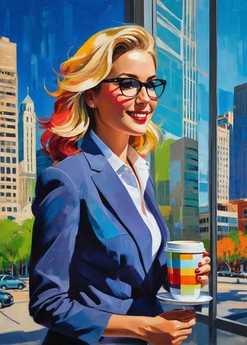 woman drinking coffee,bussiness woman,businesswoman,women in technology,business woman,blonde woman reading a newspaper,abstract corporate,businesswomen,secretarial,sprint woman,business women,pitchwoman,secretaria,cool pop art,businesspeople,office worker,glass painting,woman holding a smartphone,saleswoman,saleslady,Conceptual Art,Oil color,Oil Color 25