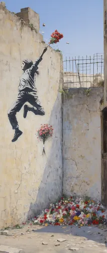 flower wall en,ostuni,falling flowers,street art,streetart,urban street art,spray roses,way of the roses,urban art,flower art,siracusa,wall painting,graffiti art,arles,matera,grafitti,scattered flowers,mural,flying girl,lecce,Art,Classical Oil Painting,Classical Oil Painting 13