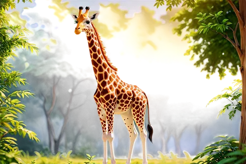 giraffe,melman,giraffa,madagascan,giraffes,savane,kemelman,disneynature,savanna,two giraffes,serengeti,madagascans,giraffe plush toy,immelman,long necked,safari,fauna,nature background,giraudo,geoffrey,Illustration,Japanese style,Japanese Style 03