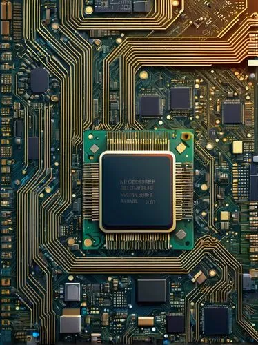 Microprocessor, electronic device, motherboard, circuit board, CPU architecture comparison illustration, ARM vs X86, difference diagram, blueprints, technical drawing, minimalist background, clean lin