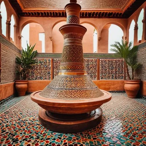 moroccan pattern,spanish tile,terracotta tiles,marrakesh,marrakech,floor fountain,la kasbah,alcazar of seville,morocco,alhambra,spa water fountain,decorative fountains,marocco,persian architecture,kasbah,maroc,morroco,old fountain,marocchi,iranian architecture,Photography,General,Realistic