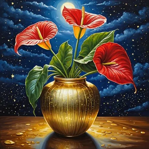 golden pot,golden apple,flower painting,vase,oil painting on canvas,flower vase,globe flower,sunflowers in vase,amaryllis,gold flower,golden flowers,moonflower,tropical bloom,flower gold,flower art,flowers png,oil painting,cosmic flower,floral composition,exotic flower