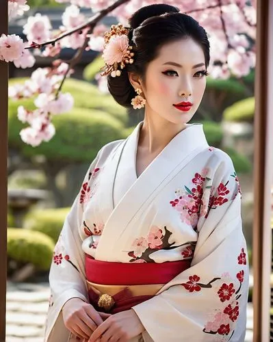 japanese woman,geisha girl,geisha,kimono,hanbok,plum blossoms,floral japanese,mukimono,oriental princess,kimono fabric,oriental girl,japanese floral background,plum blossom,japanese cherry,korean culture,japanese cherry blossom,asian woman,japanese carnation cherry,cherry blossom japanese,japanese culture,Illustration,Retro,Retro 06