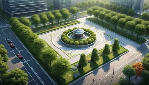 ewha,kaist,oscorp,changzhou,difc,arcology,changfeng,marunouchi,flower clock,landscaped,urban park,helipad,urban design,highway roundabout,changshu,roundabout,ashgabat,oval forum,futuristic architecture,capitol square,Conceptual Art,Oil color,Oil Color 03