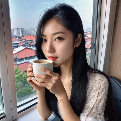 cuppa,tea,nari,drinking coffee,cappuccino,handong