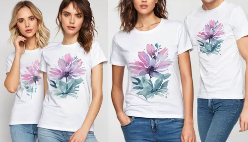 Create a trendy t-shirt print,botanical print,floral mockup,t-shirt printing,print on t-shirt,anemone purple floral,floral background,flowers png,t shirts,passion flower family,verbena family,t-shirts