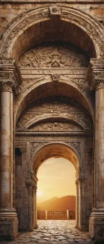 archways,triumphal arch,dougga,archway,constantine arch,arcaded,jerash,ephesus,colonnades,celsus library,porticus,porticoes,porticos,arch of constantine,entranceways,porta,laodicea,gateway,celsus,colonnade,Illustration,Realistic Fantasy,Realistic Fantasy 44