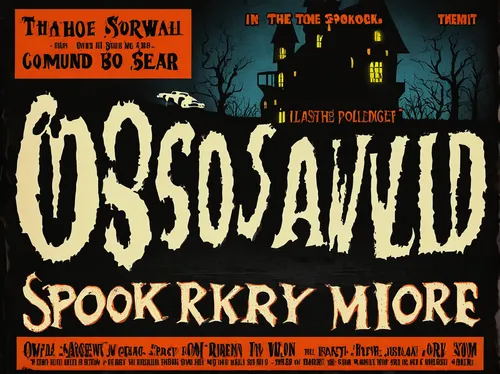 Create a spooky poster for a horror movie using Oswald font.,halloween poster,cd cover,scare crow,halloween travel trailer,film poster,flyer,travel trailer poster,halloween and horror,october 31,hallo