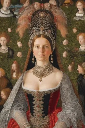 crivelli,arcimboldi,mantilla,principessa,baroque angel,portrait of a woman,the hat of the woman,portrait of a girl,parmigianino,lippi,pinturicchio,melozzo,noblewoman,bronzino,aucouturier,renaissance,cenerentola,cranach,nergaard,the angel with the veronica veil,Digital Art,Classicism