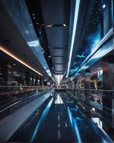 moving walkway,light trail,light trails,spaceship interior,sky train,maglev,high-speed train,skytrain,ufo interior,speed of light,tgv,aeroport,skywalks,long exposure,escalators,skybridge,skyways,departures,the bus space,airtrain,Conceptual Art,Sci-Fi,Sci-Fi 30