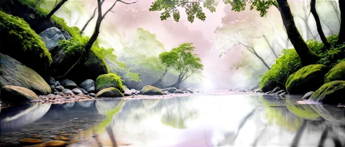 nature background,river landscape,watercolor background,landscape background,forest landscape,brook landscape,forest background,world digital painting,cartoon video game background,green forest,fantasy landscape,rainforests,tropical forest,background view nature,waterscape,nectan,shaoming,rainforest,aura river,a river,Conceptual Art,Daily,Daily 05