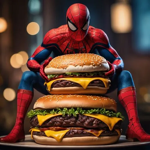 Giant Cheeseburger ,Spider-man,Cheeseburger ,Photography,General,Cinematic