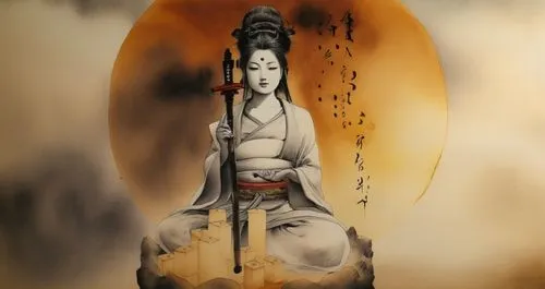 guanyin,avalokitesvara,nembutsu,kuanyin,benzaiten,avalokiteshvara,ksitigarbha,japanese art,bodhisattva,geisha girl,ugetsu,geisha,buddhadev,buddha figure,amitabha,dakini,jianyin,arhats,milarepa,mahasiddha,Illustration,Paper based,Paper Based 30