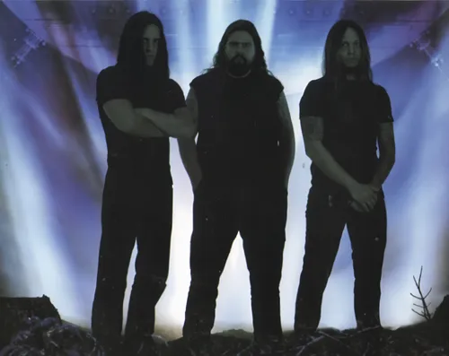 Band Photo seasson,three people standing in front of a stage with lights on it,evergrey,samoth,enthroned,dethklok,kataklysm,evile,katatonia,morgoth,meshuggah,benighted,stratovarius,incantation,firewin