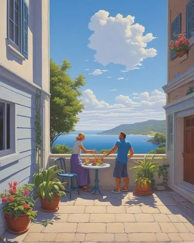 sylvania,studio ghibli,ghibli,summer evening,summer day,butka,yazaki,chomet,seaside country,home landscape,idyllic,elizabethtown,late summer,maine,blue jasmine,bloomgarden,hosoda,summer sky,seaside view,cloudstreet,Conceptual Art,Daily,Daily 27