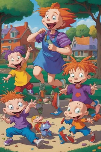 pumuckl,recess,ginger family,children's background,scandia gnomes,redheads,angelica,pippi longstocking,ginger rodgers,children jump rope,johnny jump up,frutti di bosco,monkey island,caper family,retro cartoon people,popeye village,90s,kooikerhondje,childhood friends,childhood,Art,Classical Oil Painting,Classical Oil Painting 33