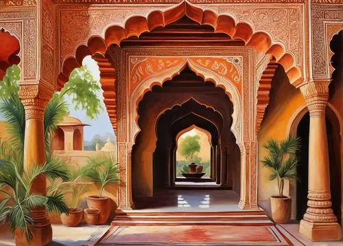 bikaner,rajasthan,mehrauli,jaipur,nawalgarh,agra,darwaza,la kasbah,kasbah,jodhpur,safdarjung,shekhawati,mihrab,haveli,qutub,marrakesh,archways,chhatra,inde,alhambra,Conceptual Art,Oil color,Oil Color 22