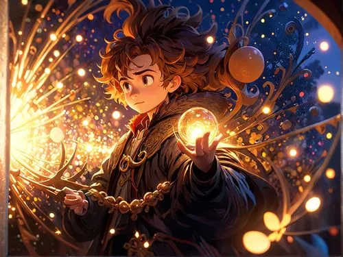 candlemaker,fire artist,cg artwork,merida,wizard,magician,magical,violet evergarden,summoner,clockmaker,mage,incandescent,fairy lanterns,torch-bearer,art bard,cauldron,magic book,magical adventure,spa