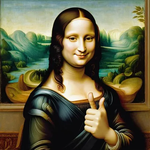 gioconda,mona lisa,monalisa,mona,perugino,woman pointing,pointing woman,giorgione,woman holding a smartphone,facebook thumbs up,kisling,branca,lady pointing,woman holding pie,vinci,lacerta,gioacchino,pinturicchio,giovanna,sfumato,Art,Classical Oil Painting,Classical Oil Painting 03