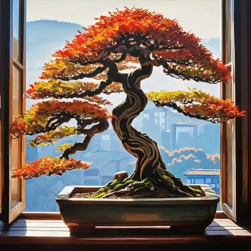 maple bonsai,bonsai tree,bonsai,the japanese tree,elm bonsai,growing mandarin tree,japanese maple,japanese kuchenbaum,painted tree,flourishing tree,tangerine tree,glass painting,ikebana,hokka tree,japanese garden ornament,tree of life,sakura tree,potted tree,maple tree in pot,smaller tree,Conceptual Art,Oil color,Oil Color 24