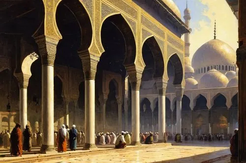 masjid nabawi,islamic lamps,alabaster mosque,hassan 2 mosque,king abdullah i mosque,the hassan ii mosque,mosques,shahi mosque,al azhar,medina,grand mosque,muhammad-ali-mosque,islamic architectural,al nahyan grand mosque,souq,sultan ahmed mosque,quasr al-kharana,moorish,sultan ahmed,orientalism,Art,Classical Oil Painting,Classical Oil Painting 32