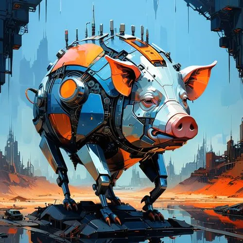 warthog,boar,cartoon pig,rhino,oxen,razorback,wild boar,boars,duroc,wildstar,sapidus,mecha,hog,pig,scifi,bison,cowpunk,armored animal,gas planet,postapocalyptic,Conceptual Art,Sci-Fi,Sci-Fi 01