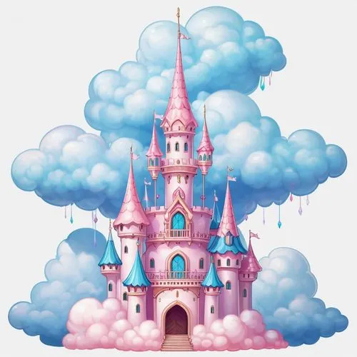 fairy tale castle,fairy chimney,cloudmont,fairytale castle,raincloud,fairy world,Illustration,Abstract Fantasy,Abstract Fantasy 11