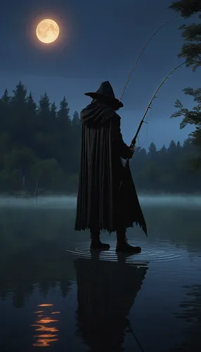 fisherman,angler,the night of kupala,fishing,casting (fishing),fly fishing,fishing classes,big-game fishing,fishing float,grimm reaper,surface lure,fishing rod,fishing lure,fishing camping,angling,fisher,people fishing,grim reaper,fishing bait,recreational fishing,Conceptual Art,Daily,Daily 19