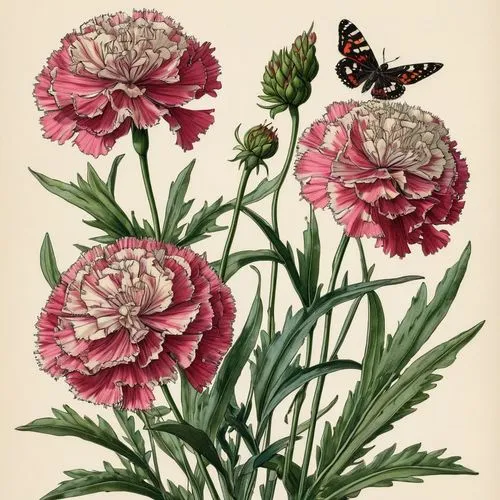 dianthus barbatus,dianthus,hybrid swallowtail on zinnia,dianthus pavonius,dianthus caryophyllus,butterfly background,Illustration,Paper based,Paper Based 21