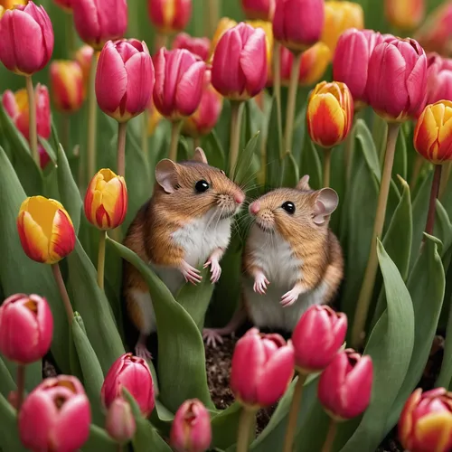 two tulips,tulip festival,kiss flowers,tulips,wild tulips,springtime background,bunny on flower,tulip background,tulip flowers,spring background,flower background,red tulips,orange tulips,spring flowers,spring nature,picking flowers,florists,cute animals,crocuses,chinese tree chipmunks,Photography,Documentary Photography,Documentary Photography 07