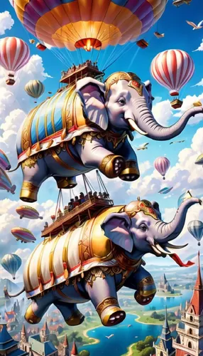 airships,elephant ride,cartoon elephants,skyship,circus elephant,skycycle,elephants,elephunk,skycar,airship,aeronauts,elves flight,shravana,parodius,airmobile,amusement ride,pandavas,a flying dolphin in air,zeppelins,superjumbos