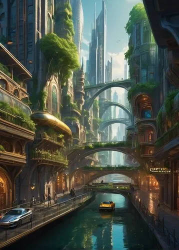 fantasy city,ecotopia,citadels,futuristic landscape,coruscant,ancient city,theed,microdistrict,aurora village,naboo,rivertown,metropolis,argenta,cybertown,rivertowne,harbour city,city cities,kinkade,arcology,urbanworld,Illustration,Realistic Fantasy,Realistic Fantasy 42