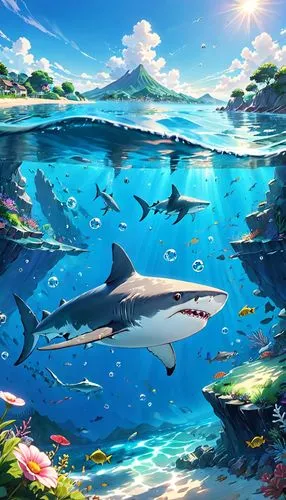 underwater background,dolphin background,ocean background,requiem shark,underwater landscape,underwater world,shark,background images,aquarium,cartoon video game background,ocean paradise,3d background,ocean,sand tiger shark,great white shark,sea,sharks,ocean underwater,tropical sea,children's background,Anime,Anime,Realistic