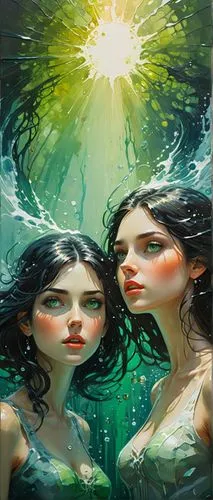 sirens,merfolk,green mermaid scale,mermaid background,mermaids,mermaid vectors,water nymph,mirror of souls,underwater background,water pearls,submerged,siren,under the water,gemini,aquarius,mirror water,fantasy picture,green water,the sea maid,water lotus,Illustration,Realistic Fantasy,Realistic Fantasy 47