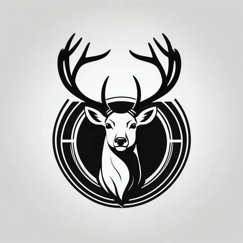 Flat, minimalist vector graphic in black, Logo for Promeai on the theme of a deer, logo style, white background, with text "promeai",bucks,dribbble logo,buck antlers,buffalo plaid antlers,dribbble ico