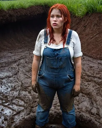 girl in overalls,farm girl,dungarees,tunguska,mudbath,mudhole,female worker,mud,tinymud,kusturica,farmer,overalls,soil,undersoil,farmworker,countrygirl,woman at the well,dwarf sundheim,gudmundsdottir,lipnicki,Photography,Documentary Photography,Documentary Photography 04