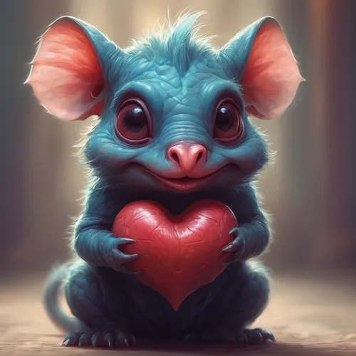 Adorable animal pfp with heart-shaped nose,valentine gnome,cute cartoon character,color rat,stitch,cute heart,knuffig,heart icon,heart with hearts,a heart for animals,warm heart,heart,baby rat,heart-s