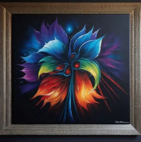 flower painting,oil painting on canvas,cosmic flower,abstract painting,passiflora,flower art,passionflower,oil painting,art painting,glass painting,vibrantly,peacock,blue leaf frame,peacock eye,frame flora,peacocks carnation,kaleidoscope art,bohemian art,bird of paradise,abstract flowers,Illustration,Realistic Fantasy,Realistic Fantasy 25