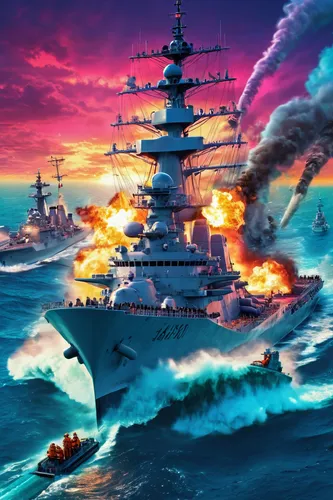 battleship,pre-dreadnought battleship,naval battle,kamikaze,battlecruiser,usn,pearl harbor,kantai,light cruiser,us navy,warship,supercarrier,victory ship,fire background,heavy cruiser,destroyer,aircraft carrier,honolulu,cruiser aurora,armored cruiser,Conceptual Art,Sci-Fi,Sci-Fi 28