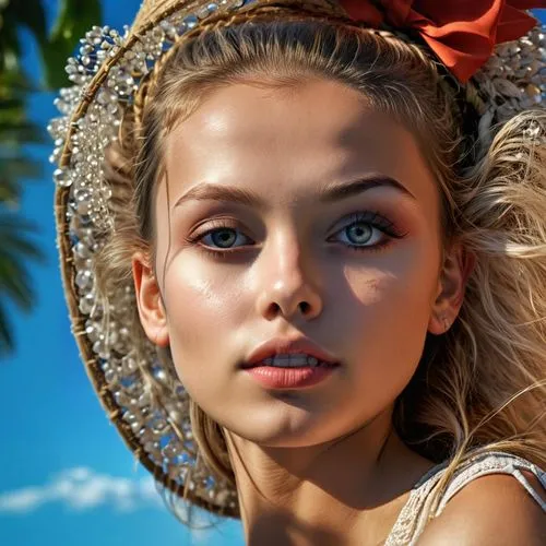 girl wearing hat,summer crown,natural cosmetic,high sun hat,sun hat,girl portrait,beautiful bonnet,womans seaside hat,lily-rose melody depp,retouching,summer hat,straw hat,candy island girl,coconut hat,sombrero,blond girl,beautiful face,girl on the dune,girl in a wreath,natural cosmetics