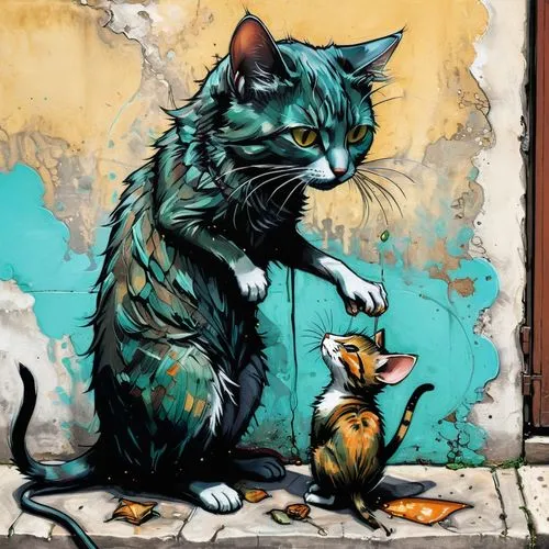 street cat,blacksad,pacitti,alleycat,streetart,grafite,Illustration,Realistic Fantasy,Realistic Fantasy 23