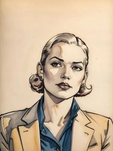 who?,a drawing of a woman with a yellow jacket,roy lichtenstein,kurtzman,vintage drawing,blumstein,sekowsky,brubaker,Illustration,American Style,American Style 09