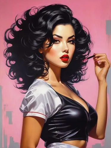 chicana,retro women,retro woman,retro pin up girl,retro girl,chicanas,Illustration,Realistic Fantasy,Realistic Fantasy 10