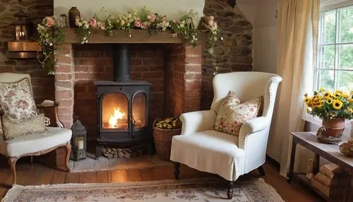 sitting room,fireplace,chimneypiece,floral chair,fire place,country cottage,christmas fireplace,fireplaces,mantelpieces,interior decor,home interior,log fire,victorian room,floral corner,dandelion hall,furnishings,mantelpiece,seating area,highgrove,cosier,Illustration,Abstract Fantasy,Abstract Fantasy 11