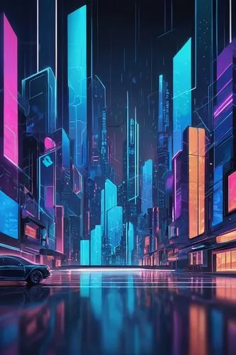 futuristic landscape,cityscape,colorful city,cyberpunk,metropolis,fantasy city,cyberspace,80's design,futuristic,retro background,cyber,virtual landscape,abstract retro,city blocks,scifi,3d background,cities,art background,city lights,city,Art,Artistic Painting,Artistic Painting 45