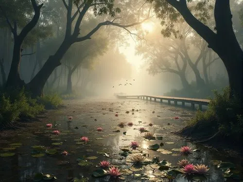 morning mist,flooded pathway,fantasy landscape,the mystical path,foggy landscape,fantasy picture,pathway,autumn fog,fairy forest,forest path,mists,deviantart,fairyland,nature landscape,spring morning,foggy forest,swamps,the path,wonderland,morning fog,Photography,General,Realistic