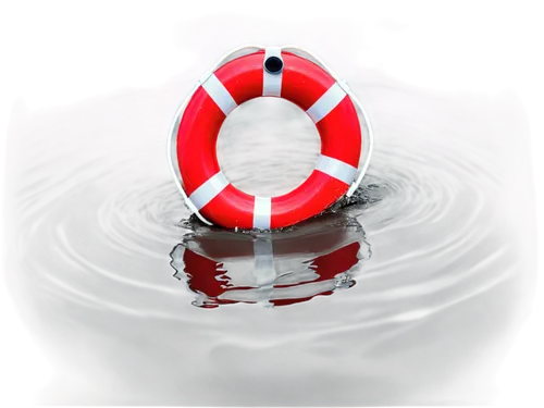 Life saver, floating ring, shiny metal, reflective surface, red and white colors, rescue equipment, dramatic lighting, close-up shot, 3/4 composition, soft focus, heroic atmosphere, dynamic pose, wate