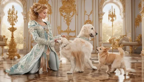 Describe a heartwarming moment between a pet and its owner.,princess sofia,afghan hound,cinderella,fantasy picture,borzoi,fairy tale,imperial coat,children's fairy tale,versailles,a fairy tale,fairy t