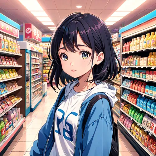 21 year old girl at a convenience store, quick snap, casual wear, evening,convenience store,grocery,supermarket,ramune,grocery store,grocery shopping,groceries,shopping icon,pocari sweat,deli,consumer